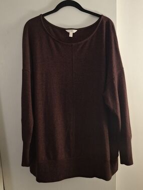 Terra & Sky Cozy Oversized Women's Heathered Burgandy Sweater